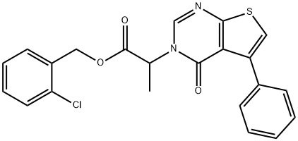 2-chlorobenzyl 2-(4-oxo-5-phenylthieno[2,3-d]pyrimidin-3(4H)-yl)propanoate 结构式