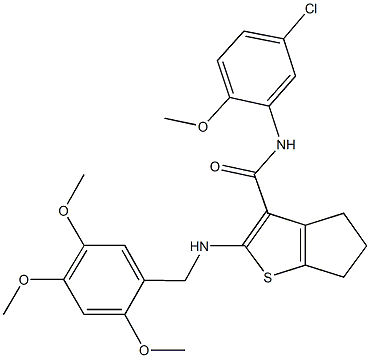 N-(5-chloro-2-methoxyphenyl)-2-[(2,4,5-trimethoxybenzyl)amino]-5,6-dihydro-4H-cyclopenta[b]thiophene-3-carboxamide 结构式