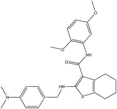 N-(2,5-dimethoxyphenyl)-2-{[4-(dimethylamino)benzyl]amino}-4,5,6,7-tetrahydro-1-benzothiophene-3-carboxamide 结构式