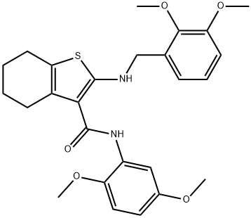 2-[(2,3-dimethoxybenzyl)amino]-N-(2,5-dimethoxyphenyl)-4,5,6,7-tetrahydro-1-benzothiophene-3-carboxamide 结构式