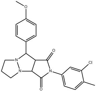 2-(3-chloro-4-methylphenyl)-9-(4-methoxyphenyl)tetrahydro-5H-pyrazolo[1,2-a]pyrrolo[3,4-c]pyrazole-1,3(2H,3aH)-dione 结构式