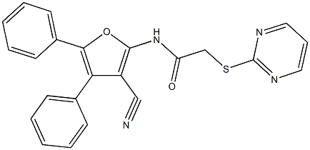 N-(3-cyano-4,5-diphenyl-2-furyl)-2-(2-pyrimidinylsulfanyl)acetamide 结构式