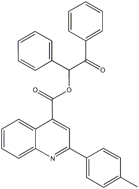 2-oxo-1,2-diphenylethyl 2-(4-methylphenyl)-4-quinolinecarboxylate 结构式