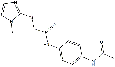 N-[4-(acetylamino)phenyl]-2-[(1-methyl-1H-imidazol-2-yl)sulfanyl]acetamide 结构式