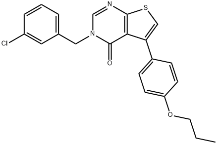 3-(3-chlorobenzyl)-5-(4-propoxyphenyl)thieno[2,3-d]pyrimidin-4(3H)-one 结构式