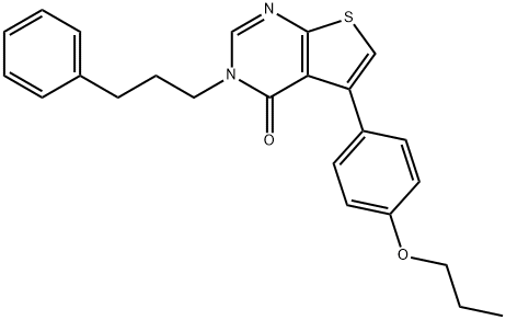 3-(3-phenylpropyl)-5-(4-propoxyphenyl)thieno[2,3-d]pyrimidin-4(3H)-one 结构式