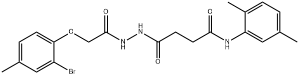 4-{2-[(2-bromo-4-methylphenoxy)acetyl]hydrazino}-N-(2,5-dimethylphenyl)-4-oxobutanamide 结构式