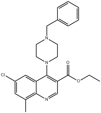 ethyl 4-(4-benzyl-1-piperazinyl)-6-chloro-8-methyl-3-quinolinecarboxylate 结构式