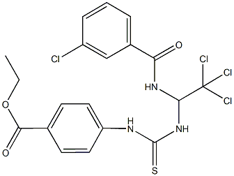 ethyl 4-{[({2,2,2-trichloro-1-[(3-chlorobenzoyl)amino]ethyl}amino)carbothioyl]amino}benzoate 结构式