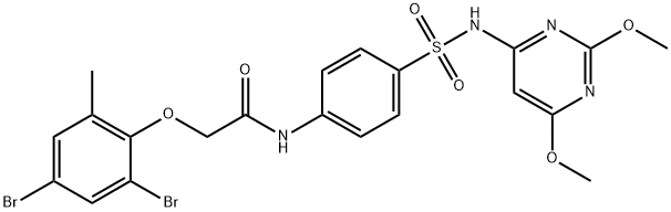 2-(2,4-dibromo-6-methylphenoxy)-N-(4-{[(2,6-dimethoxy-4-pyrimidinyl)amino]sulfonyl}phenyl)acetamide 结构式