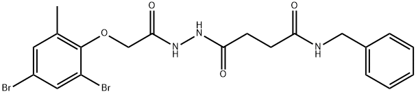 N-benzyl-4-{2-[(2,4-dibromo-6-methylphenoxy)acetyl]hydrazino}-4-oxobutanamide 结构式