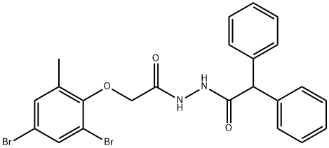 N'-[(2,4-dibromo-6-methylphenoxy)acetyl]-2,2-diphenylacetohydrazide 结构式