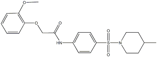 2-(2-methoxyphenoxy)-N-{4-[(4-methyl-1-piperidinyl)sulfonyl]phenyl}acetamide 结构式