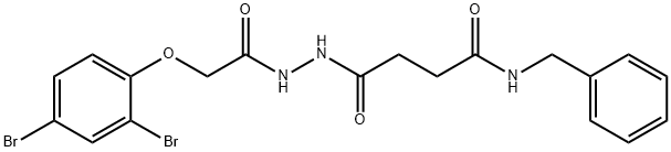 N-benzyl-4-{2-[(2,4-dibromophenoxy)acetyl]hydrazino}-4-oxobutanamide 结构式