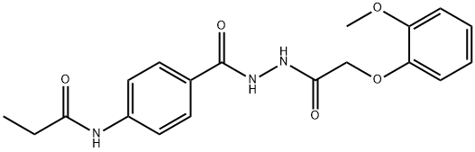 N-[4-({2-[(2-methoxyphenoxy)acetyl]hydrazino}carbonyl)phenyl]propanamide 结构式