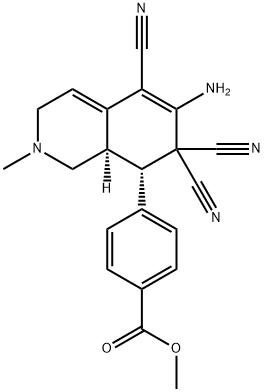 methyl 4-(6-amino-5,7,7-tricyano-2-methyl-1,2,3,7,8,8a-hexahydro-8-isoquinolinyl)benzoate 结构式