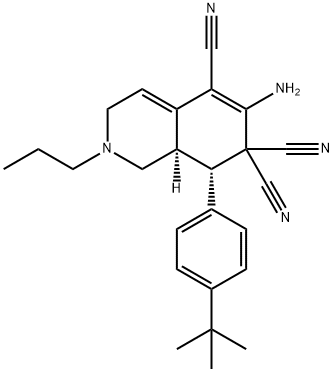 6-amino-8-(4-tert-butylphenyl)-2-propyl-2,3,8,8a-tetrahydro-5,7,7(1H)-isoquinolinetricarbonitrile 结构式
