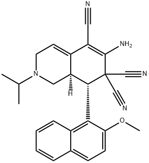6-amino-2-isopropyl-8-(2-methoxy-1-naphthyl)-2,3,8,8a-tetrahydro-5,7,7(1H)-isoquinolinetricarbonitrile 结构式
