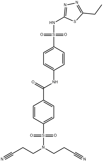 4-{[bis(2-cyanoethyl)amino]sulfonyl}-N-(4-{[(5-ethyl-1,3,4-thiadiazol-2-yl)amino]sulfonyl}phenyl)benzamide 结构式
