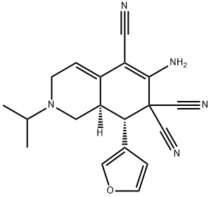 6-amino-8-(3-furyl)-2-isopropyl-2,3,8,8a-tetrahydro-5,7,7(1H)-isoquinolinetricarbonitrile 结构式