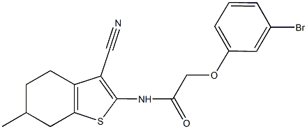 2-(3-bromophenoxy)-N-(3-cyano-6-methyl-4,5,6,7-tetrahydro-1-benzothien-2-yl)acetamide 结构式