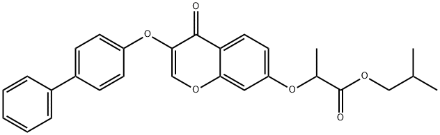 isobutyl 2-{[3-([1,1'-biphenyl]-4-yloxy)-4-oxo-4H-chromen-7-yl]oxy}propanoate 结构式