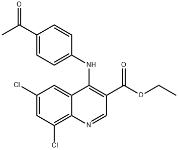 ethyl 4-(4-acetylanilino)-6,8-dichloro-3-quinolinecarboxylate 结构式