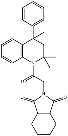 2-[2-oxo-2-(2,2,4-trimethyl-4-phenyl-3,4-dihydro-1(2H)-quinolinyl)ethyl]hexahydro-1H-isoindole-1,3(2H)-dione 结构式