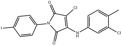 3-chloro-4-(3-chloro-4-methylanilino)-1-(4-iodophenyl)-1H-pyrrole-2,5-dione 结构式