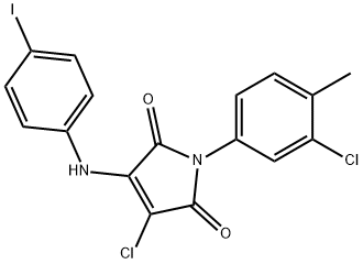 3-chloro-1-(3-chloro-4-methylphenyl)-4-(4-iodoanilino)-1H-pyrrole-2,5-dione 结构式