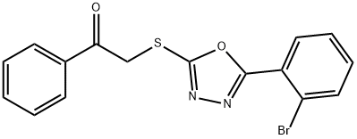 2-{[5-(2-bromophenyl)-1,3,4-oxadiazol-2-yl]sulfanyl}-1-phenylethanone 结构式