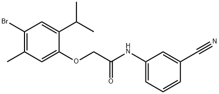 2-(4-bromo-2-isopropyl-5-methylphenoxy)-N-(3-cyanophenyl)acetamide 结构式