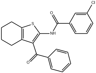 N-(3-benzoyl-4,5,6,7-tetrahydro-1-benzothien-2-yl)-3-chlorobenzamide 结构式