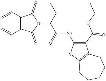 ethyl 2-{[2-(1,3-dioxo-1,3-dihydro-2H-isoindol-2-yl)butanoyl]amino}-5,6,7,8-tetrahydro-4H-cyclohepta[b]thiophene-3-carboxylate 结构式