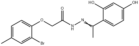 2-(2-bromo-4-methylphenoxy)-N'-[1-(2,4-dihydroxyphenyl)ethylidene]acetohydrazide 结构式