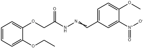 2-(2-ethoxyphenoxy)-N'-{3-nitro-4-methoxybenzylidene}acetohydrazide 结构式