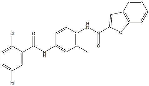 N-{4-[(2,5-dichlorobenzoyl)amino]-2-methylphenyl}-1-benzofuran-2-carboxamide 结构式