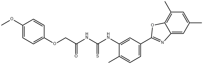 N-[5-(5,7-dimethyl-1,3-benzoxazol-2-yl)-2-methylphenyl]-N'-[(4-methoxyphenoxy)acetyl]thiourea 结构式