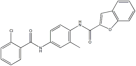 N-{4-[(2-chlorobenzoyl)amino]-2-methylphenyl}-1-benzofuran-2-carboxamide 结构式