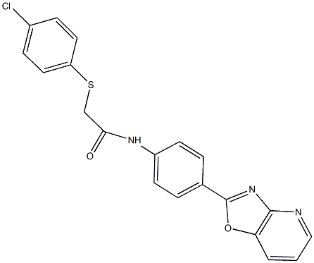 2-[(4-chlorophenyl)sulfanyl]-N-(4-[1,3]oxazolo[4,5-b]pyridin-2-ylphenyl)acetamide 结构式