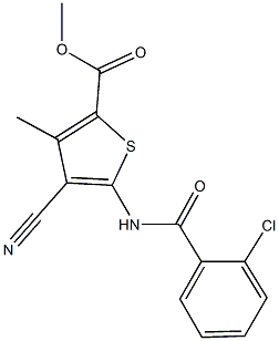 methyl 5-[(2-chlorobenzoyl)amino]-4-cyano-3-methyl-2-thiophenecarboxylate 结构式