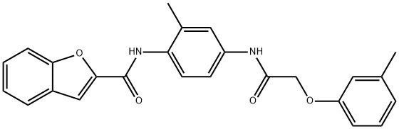 N-(2-methyl-4-{[(3-methylphenoxy)acetyl]amino}phenyl)-1-benzofuran-2-carboxamide 结构式
