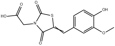 [5-(4-hydroxy-3-methoxybenzylidene)-2,4-dioxo-1,3-thiazolidin-3-yl]acetic acid 结构式