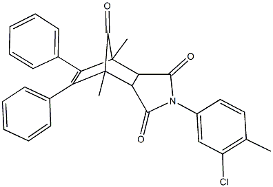 4-(3-chloro-4-methylphenyl)-1,7-dimethyl-8,9-diphenyl-4-azatricyclo[5.2.1.0~2,6~]dec-8-ene-3,5,10-trione 结构式