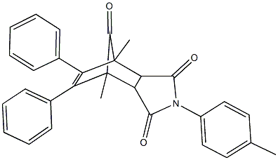 1,7-dimethyl-4-(4-methylphenyl)-8,9-diphenyl-4-azatricyclo[5.2.1.0~2,6~]dec-8-ene-3,5,10-trione 结构式