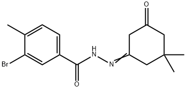 3-bromo-N'-(3,3-dimethyl-5-oxocyclohexylidene)-4-methylbenzohydrazide 结构式