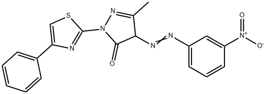 4-({3-nitrophenyl}diazenyl)-5-methyl-2-(4-phenyl-1,3-thiazol-2-yl)-2,4-dihydro-3H-pyrazol-3-one 结构式