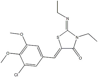 5-(3-chloro-4,5-dimethoxybenzylidene)-3-ethyl-2-(ethylimino)-1,3-thiazolidin-4-one 结构式