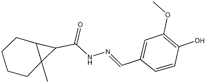 N'-(4-hydroxy-3-methoxybenzylidene)-1-methylbicyclo[4.1.0]heptane-7-carbohydrazide 结构式