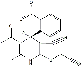 5-acetyl-4-{2-nitrophenyl}-6-methyl-2-(2-propynylsulfanyl)-1,4-dihydro-3-pyridinecarbonitrile 结构式